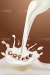 Splashed Milk on a Brown Background with the word ¨Coffee¨